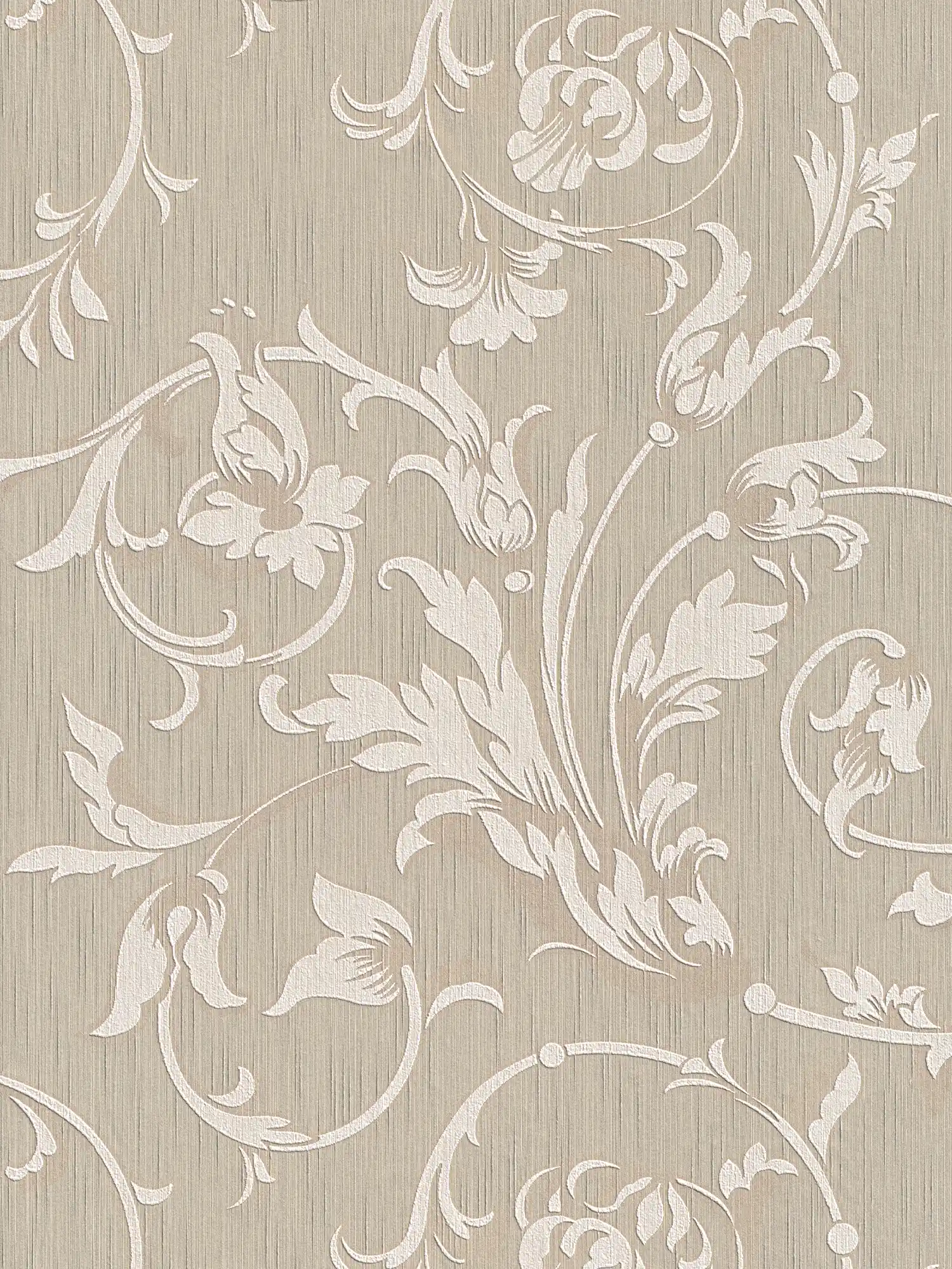 Wallpaper colonioal style with floral ornaments - beige
