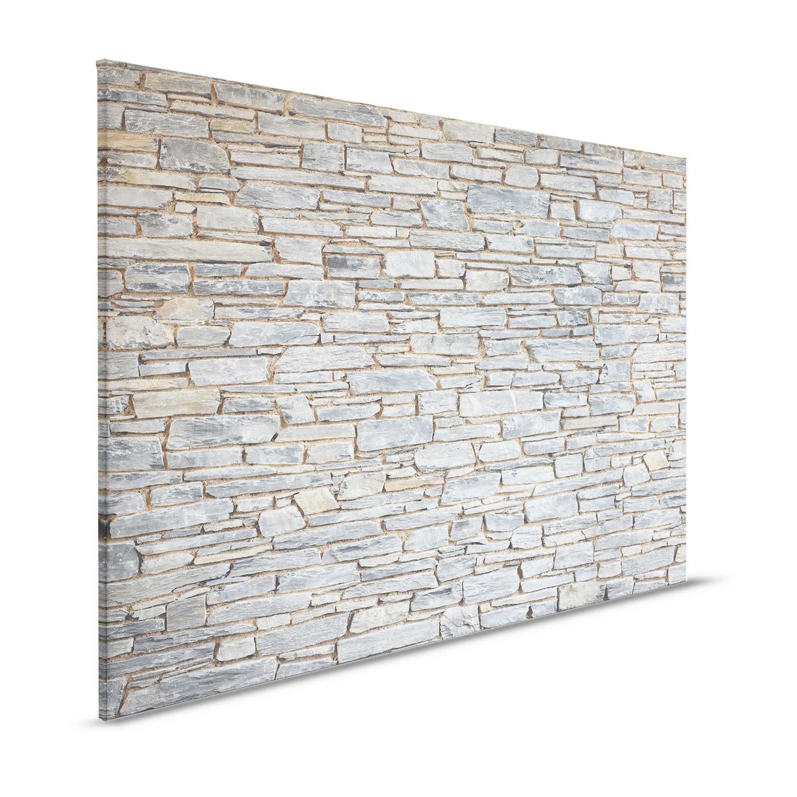 Stone Wall Canvas Painting Light Grey Nature Stone Look - 1.20 m x 0.80 m
