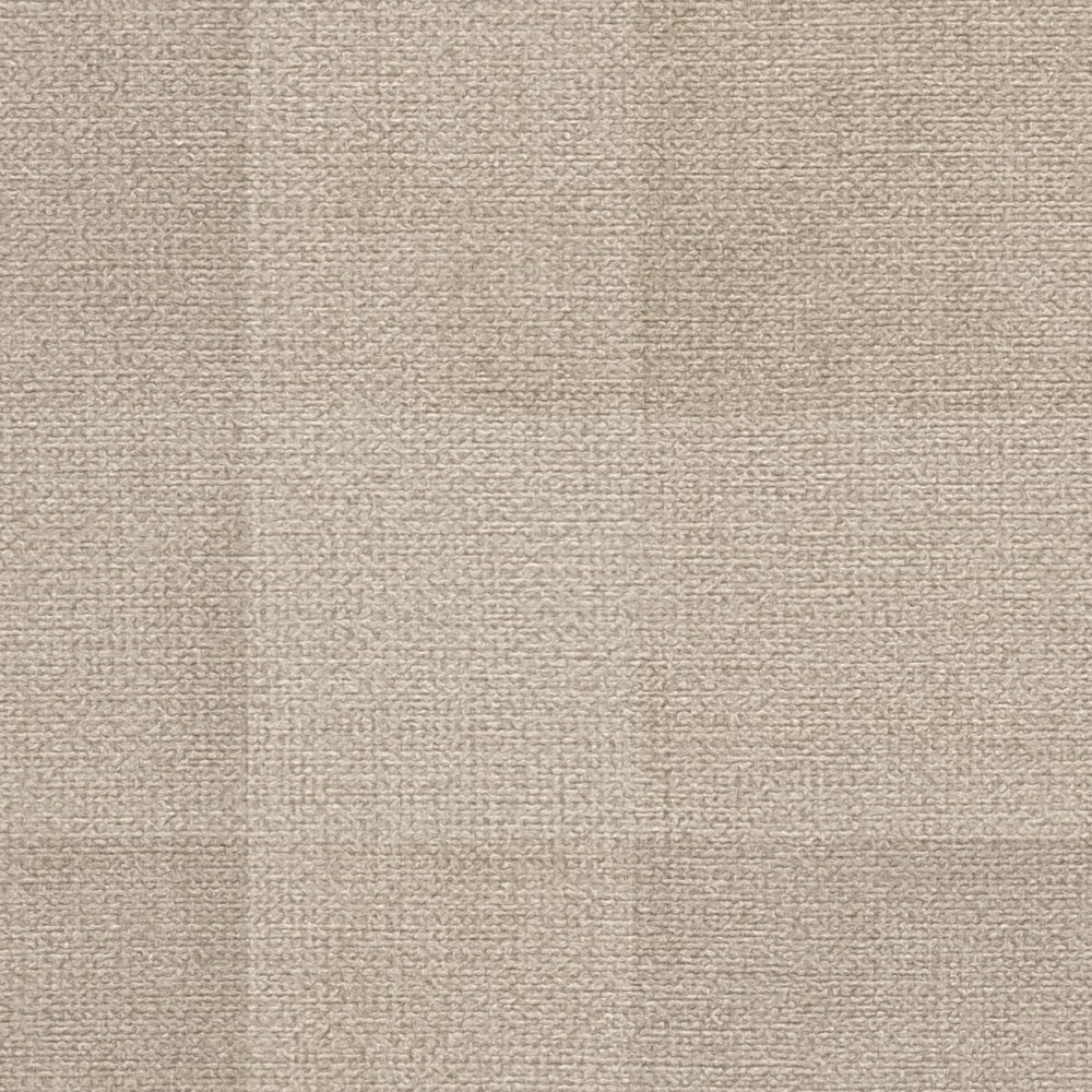             Non-woven wallpaper with check pattern & linen look PVC-free - brown
        