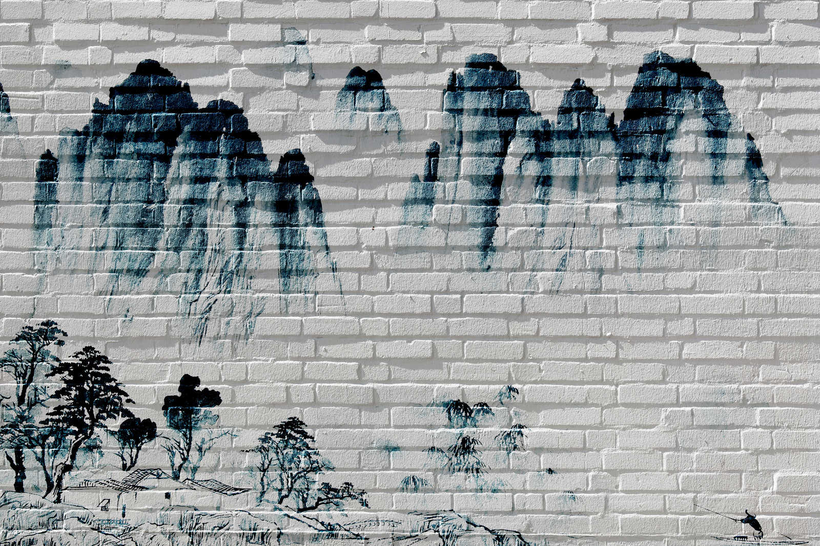             Canvas painting Mountains on Brick Wall - 0,90 m x 0,60 m
        