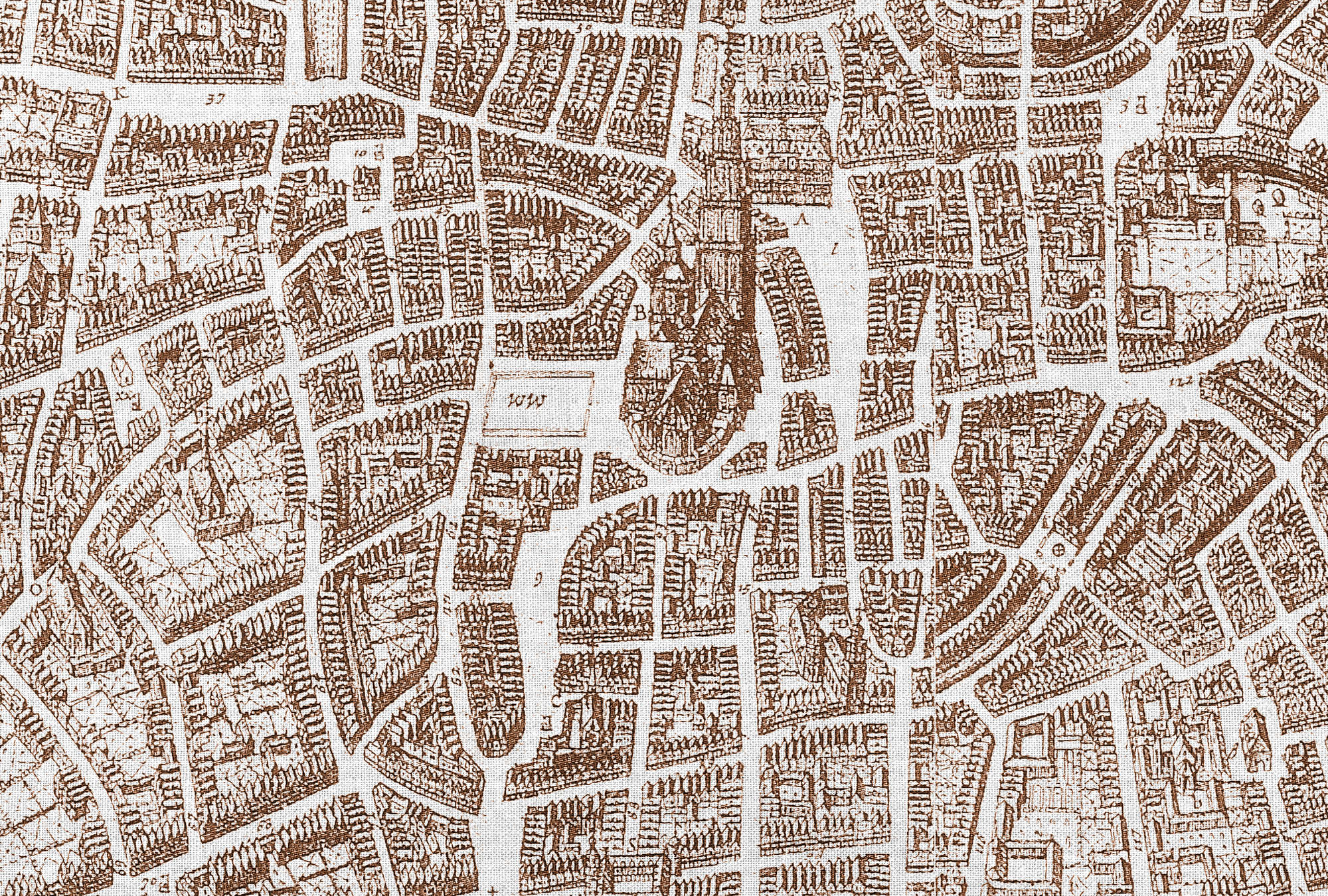             Papier peint Plan de ville look vintage - marron, blanc
        