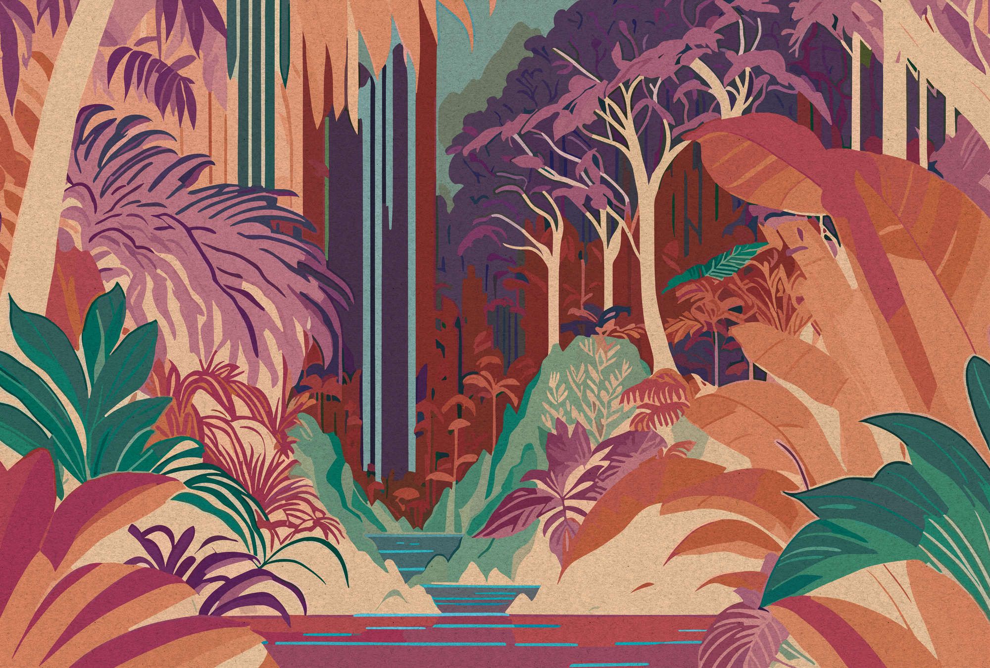            papier peint en papier panoramique »rhea« - motif abstrait de jungle avec structure en papier kraft - intissé premium lisse et légèrement brillant
        