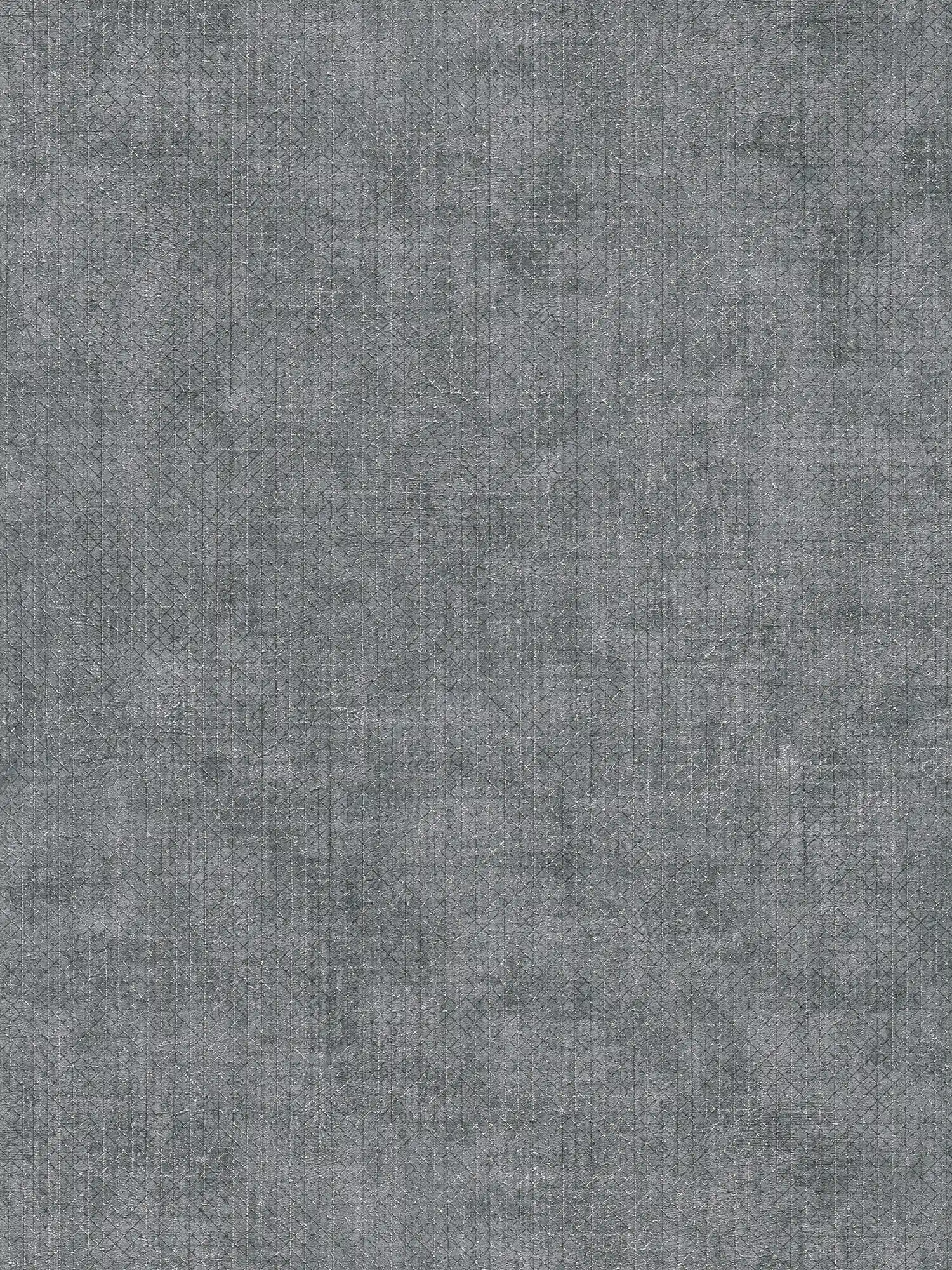 Papier peint gris foncé chiné avec motif de lignes métalliques
