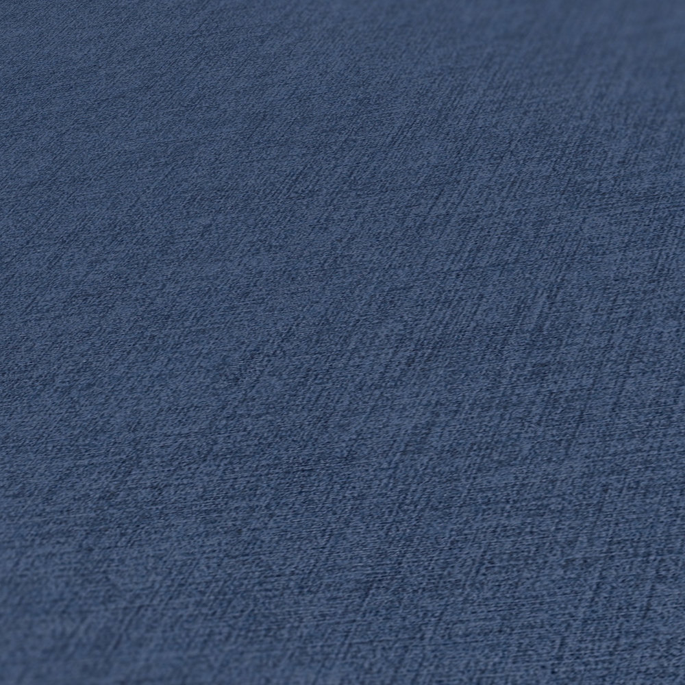             Marineblauw behang met linnen look, Navy - Blauw
        