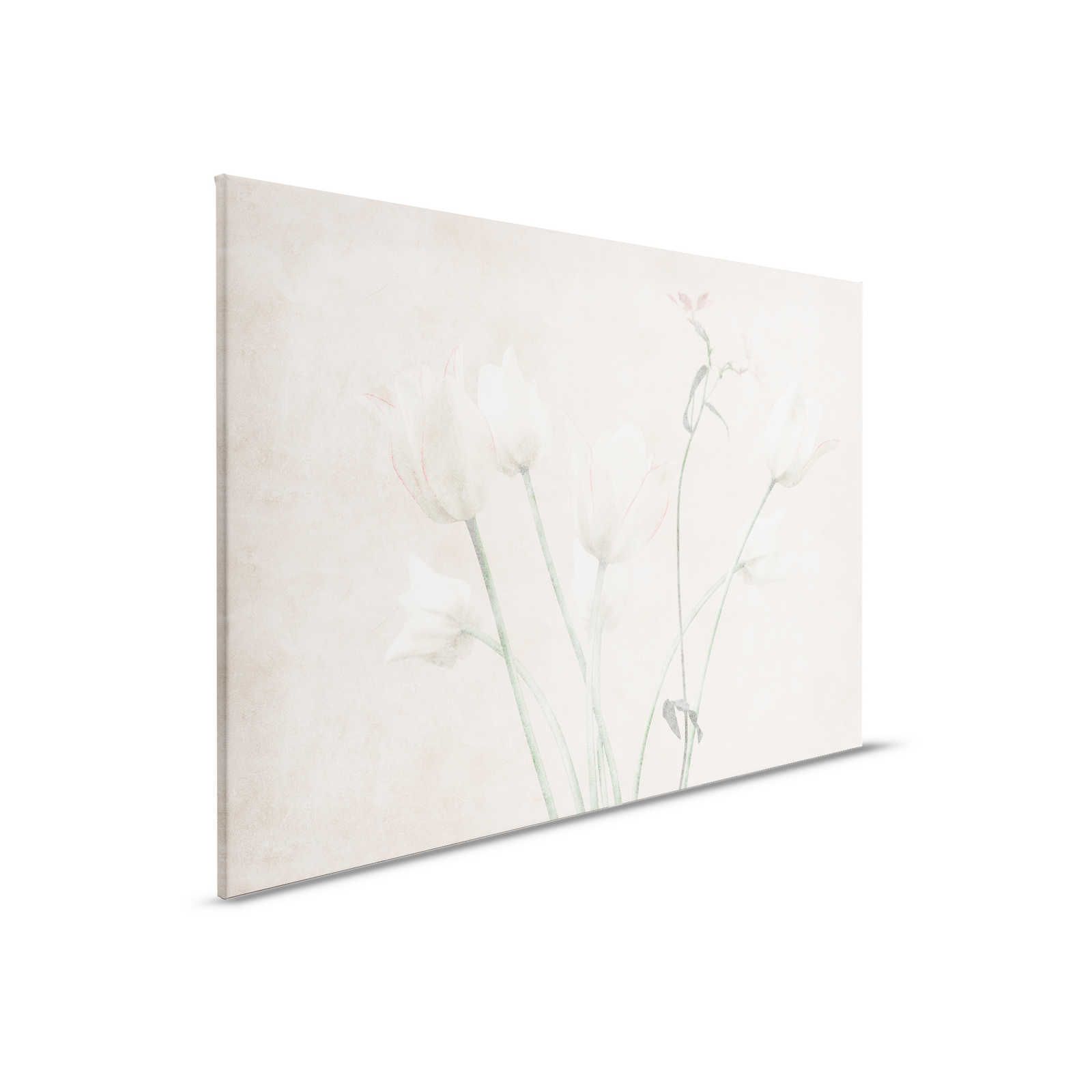 Morning Room 3 - Bloemrijk Canvas Schilderij Faded Style Tulpen - 0.90 m x 0.60 m
