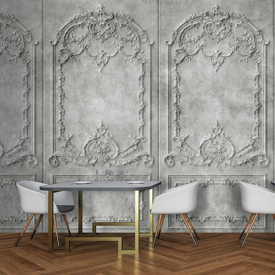         Versailles 2 - Photo wallpaper wood panels grey in baroque style
    
