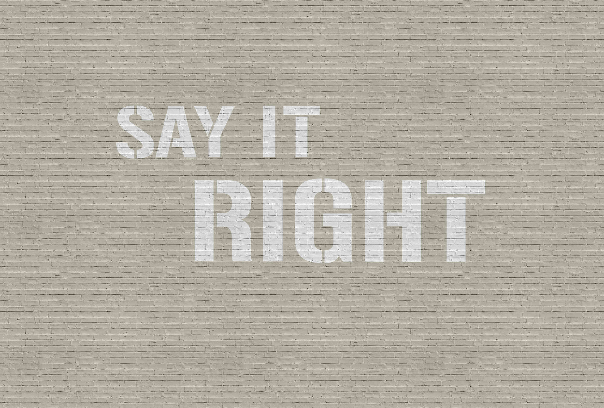             Message 2 - Beige clinker wall with saying as photo wallpaper - cream, grey | pearl smooth fleece
        
