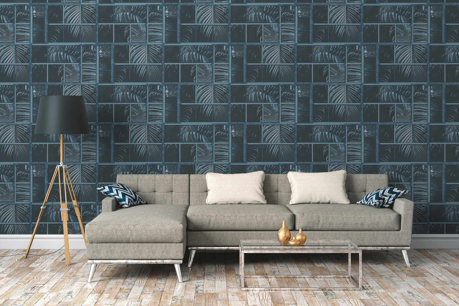             Wallpaper window with jungle view & 3D effect - Blue, Black
        