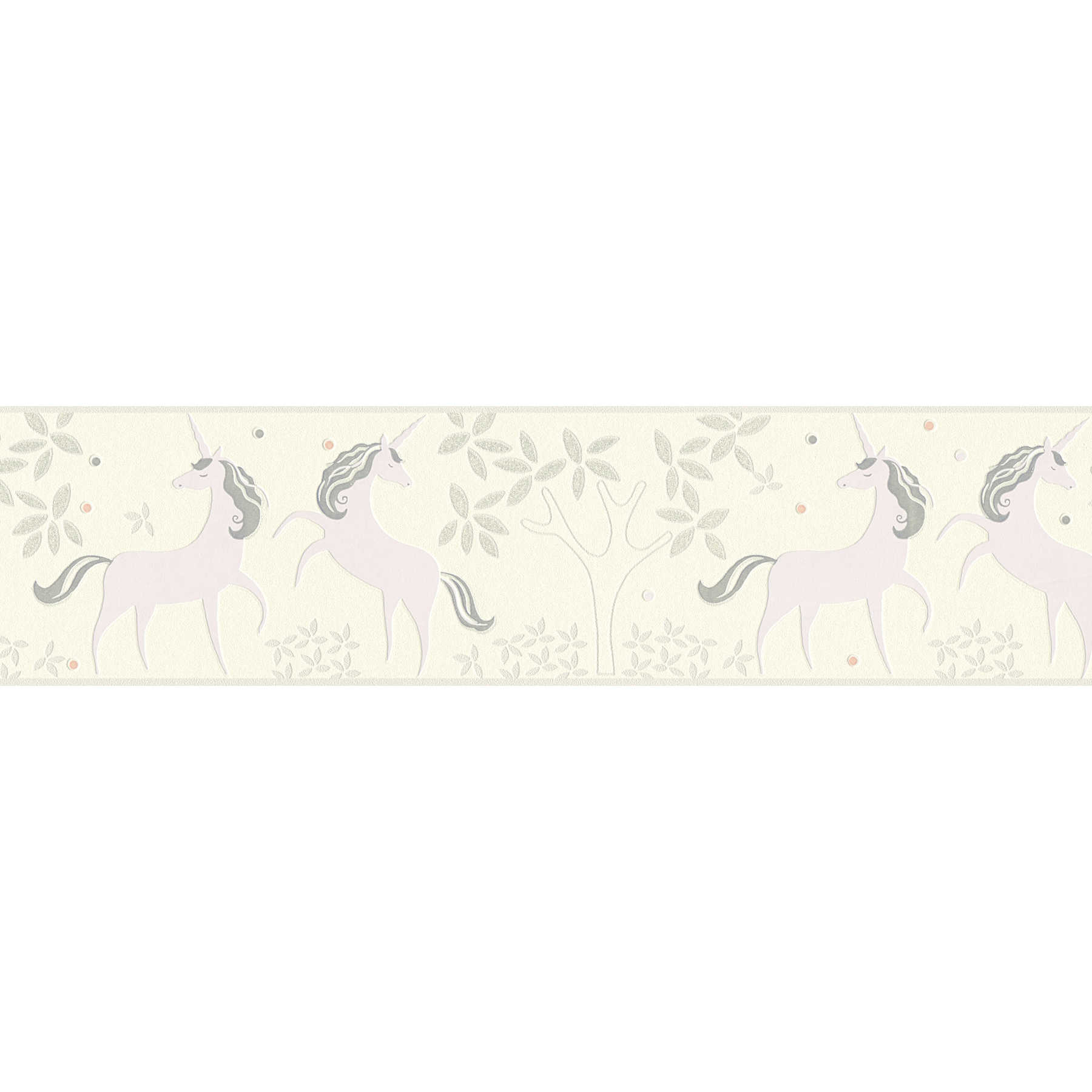 Bordure de chambre d'enfant avec licornes & paillettes - Gris, Violet
