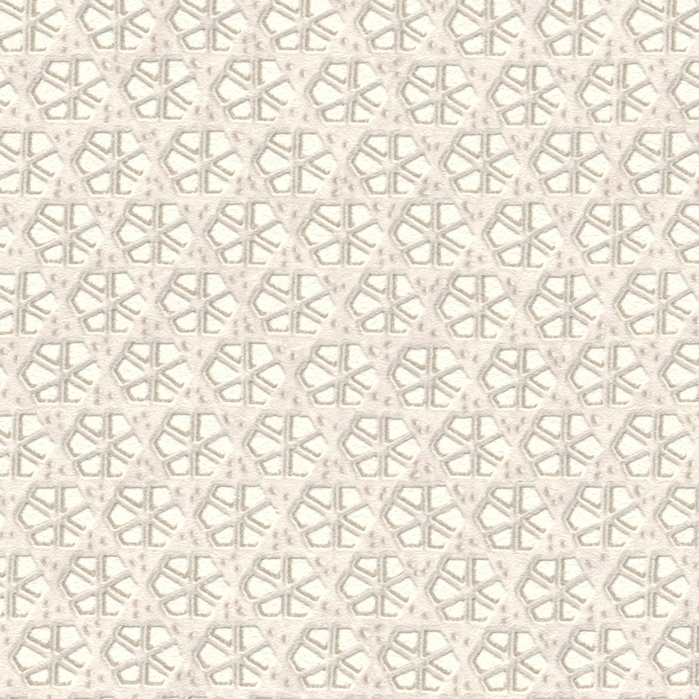             Wallpaper rattan pattern in Japandi style - grey, white
        