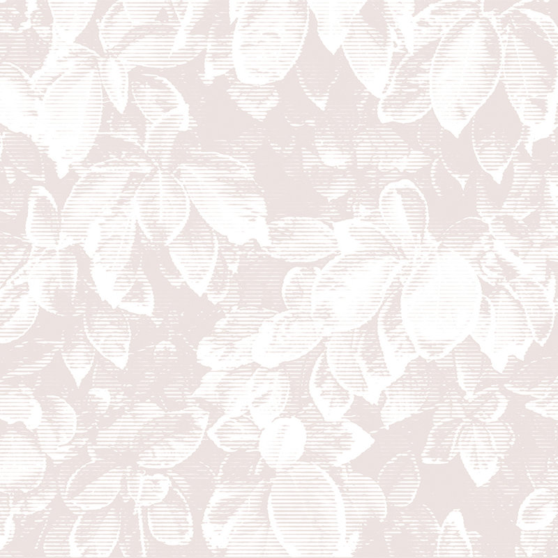 Papel pintado de hojas de aspecto shabby chic - rosa, blanco
