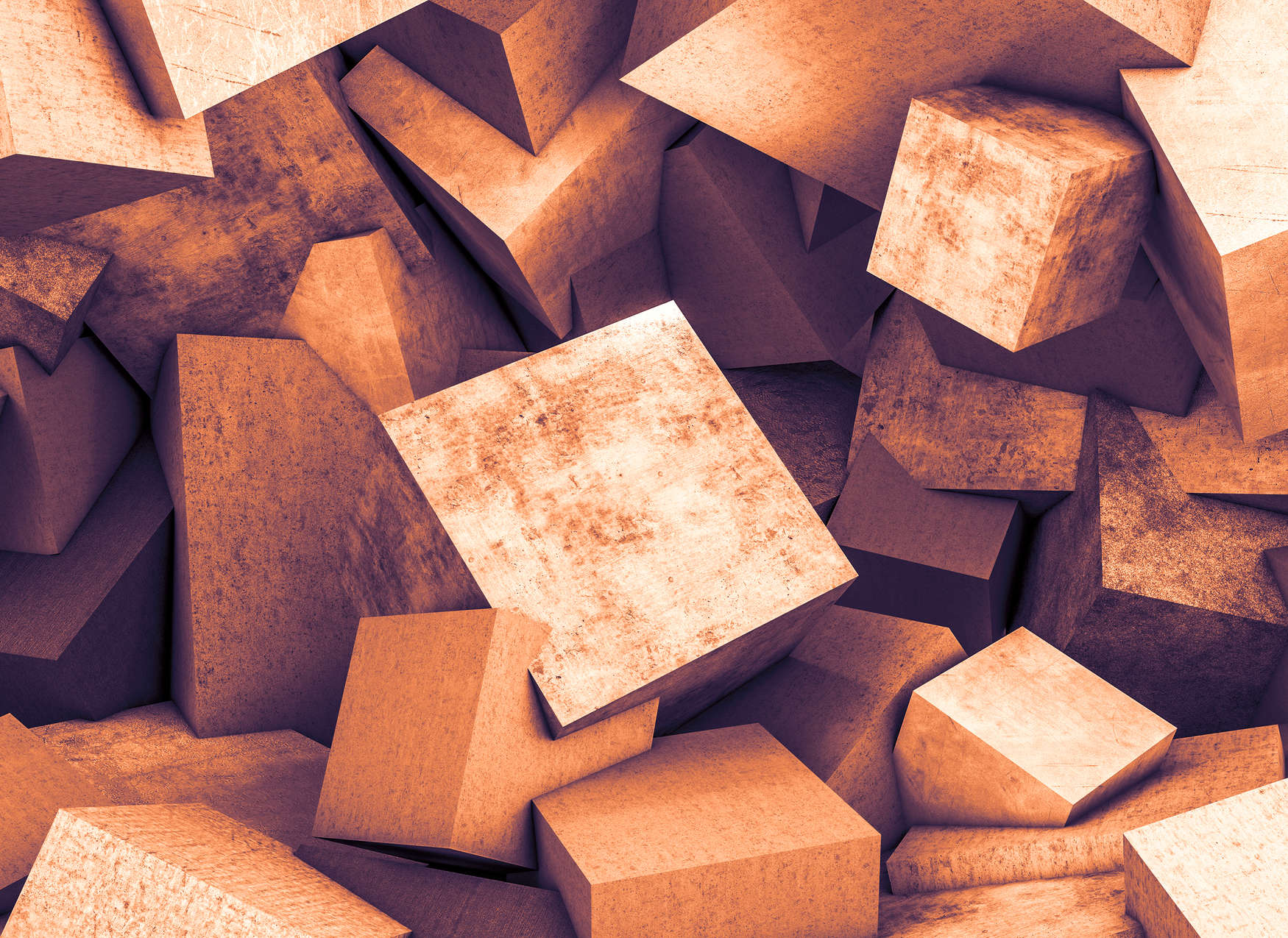             Fotomurali di blocchi di cemento con ottica 3D - Arancione
        