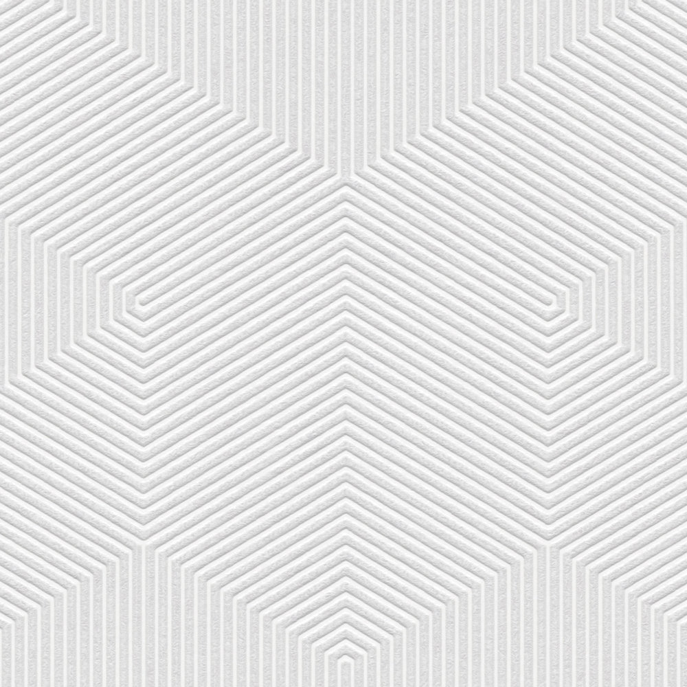             papier peint en papier graphique 3D motifs géométriques structuré mat - gris, blanc
        