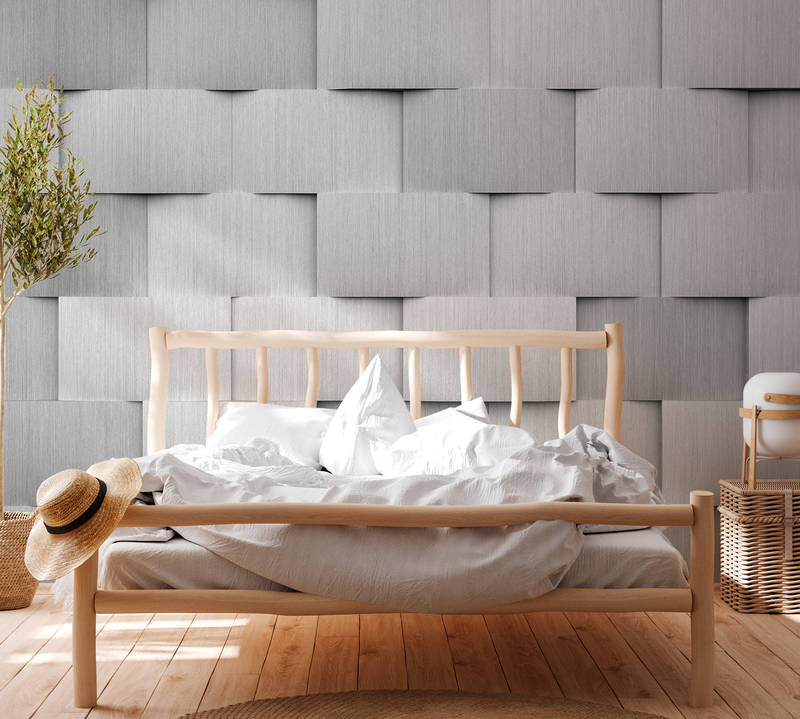             Mural de pared Diseño de aluminio con óptica 3D en gris
        