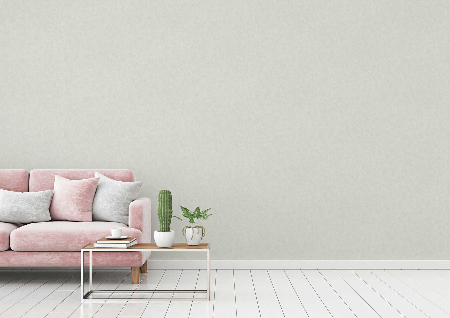             Scandinavian style plain wallpaper with linen look - grey
        