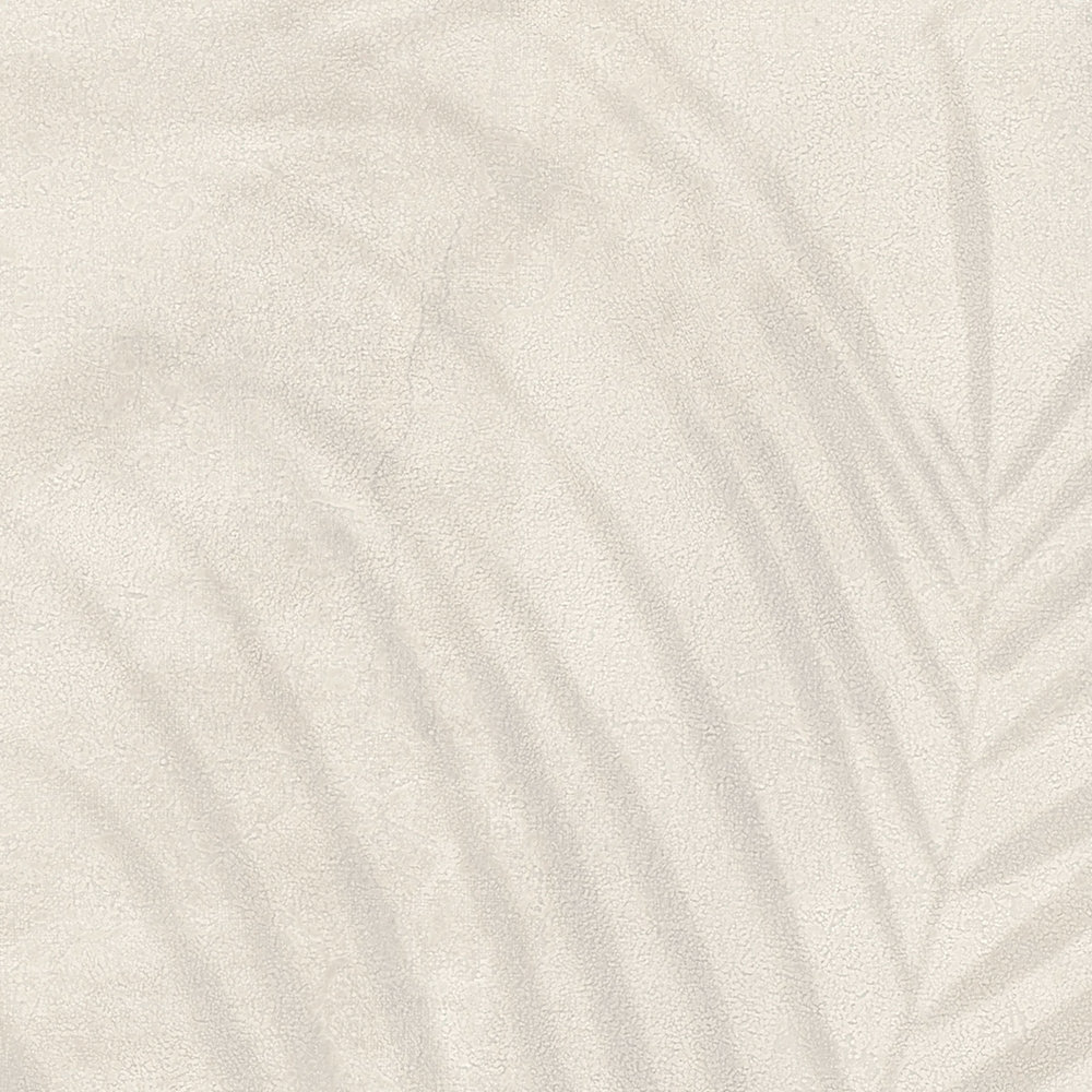             papel pintado con motivos de palmeras en aspecto de lino - beige, crema, gris
        