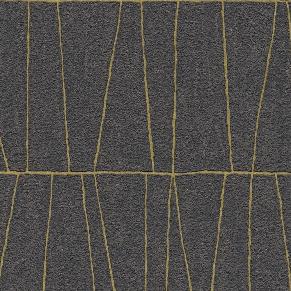             Elegant patterned wallpaper with golden details - black, gold, anthracite
        