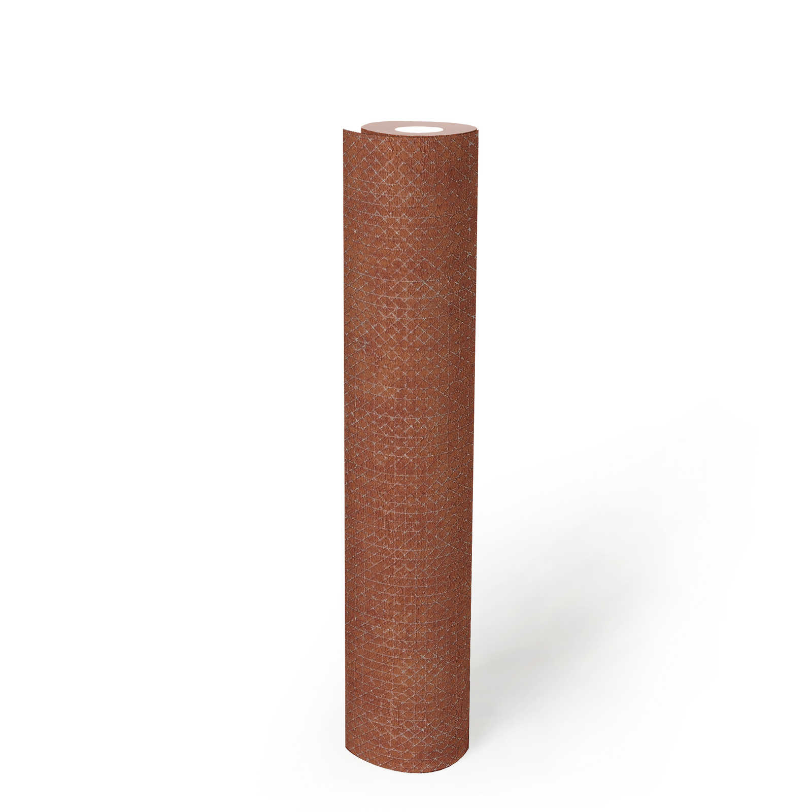             Brick red wallpaper with silver texture pattern - orange, red
        
