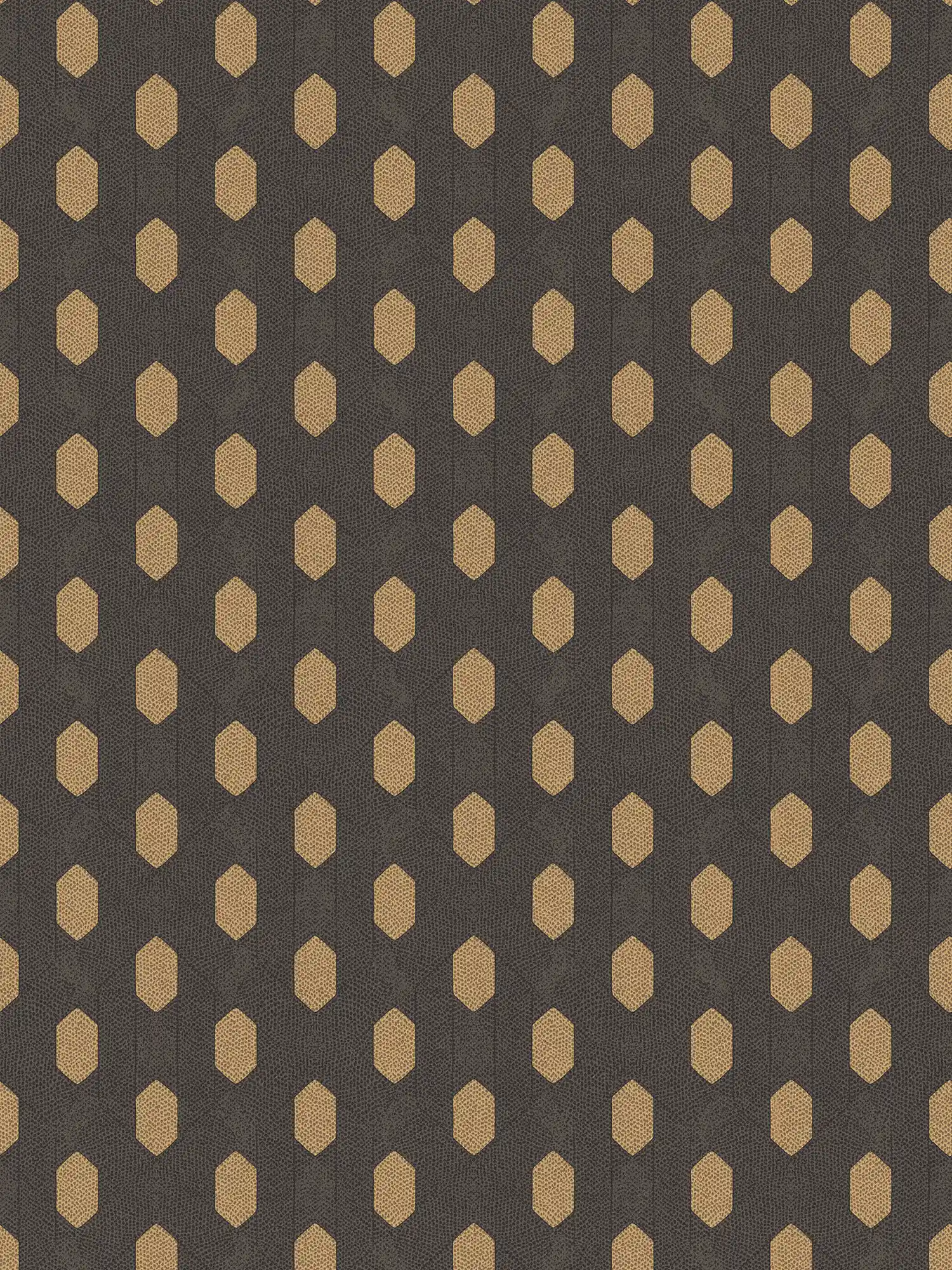 Elégant papier peint uni avec motif doré - noir, or, marron
