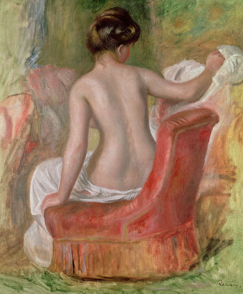             Nudo in poltrona" murale di Pierre Auguste Renoir
        
