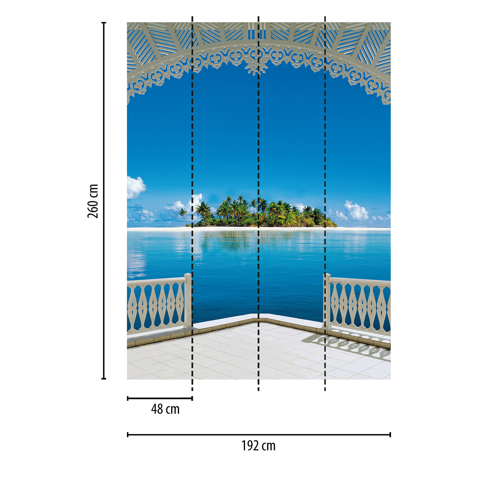             Photo wallpaper tropical island view, portrait format
        