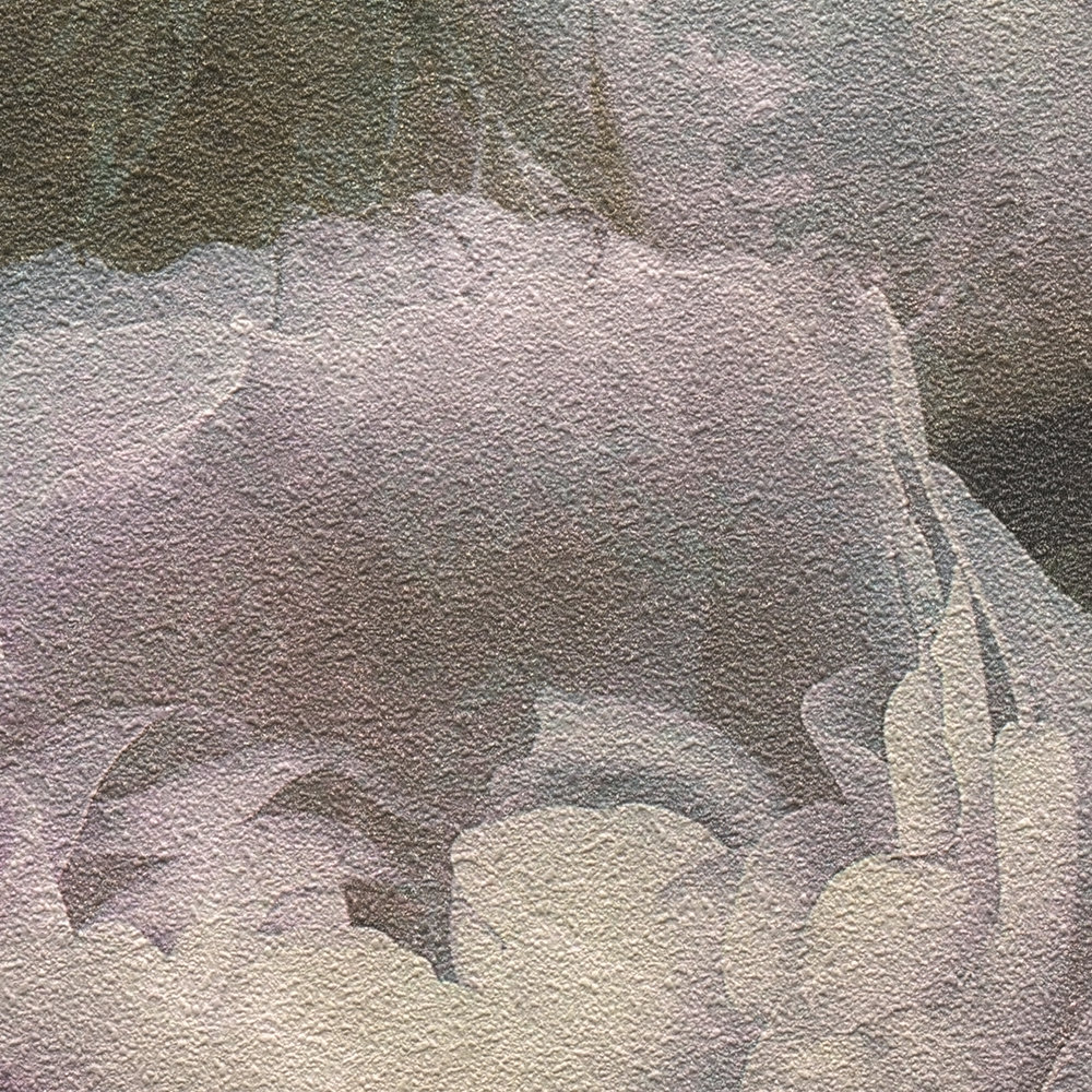             Papier peint Pivoines style vintage - violet, gris, blanc
        