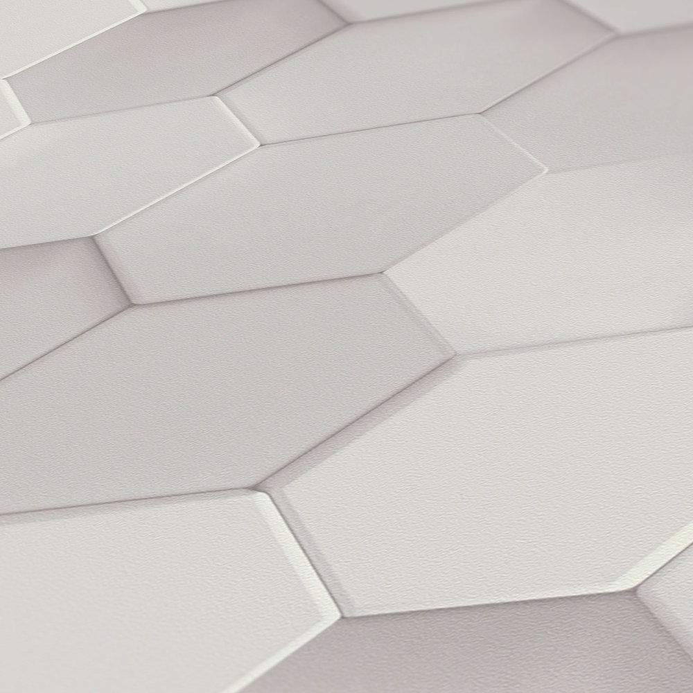             Hexagon 3D behang grafisch patroon honingraat - wit
        