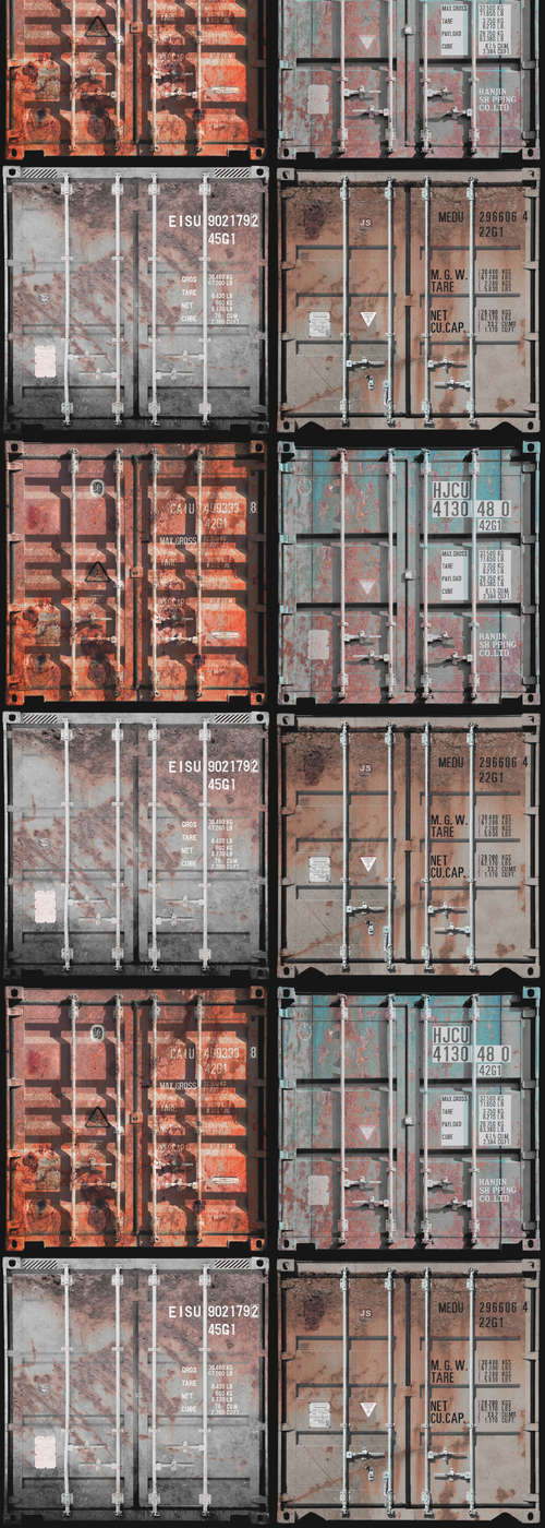             Papier peint panoramique moderne conteneurs empilés sur intissé lisse nacré
        