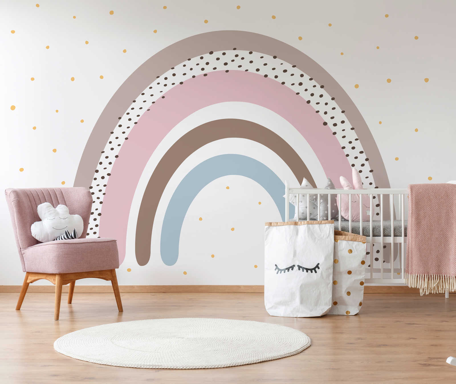        Photo wallpaper rainbow with dots for baby room
    