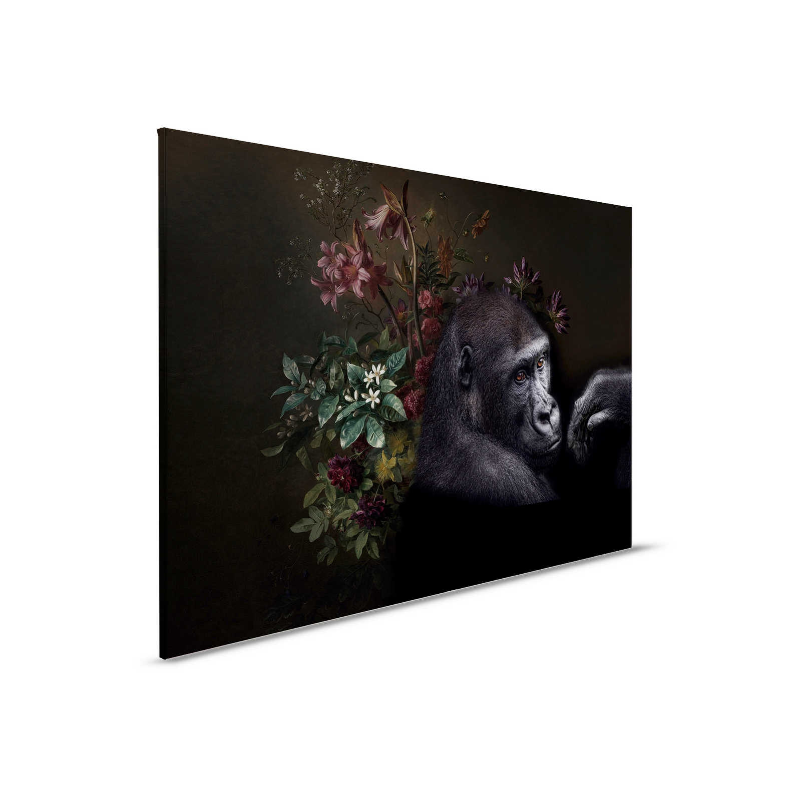         Canvas painting Gorilla Portrait with flowers - 0,90 m x 0,60 m
    