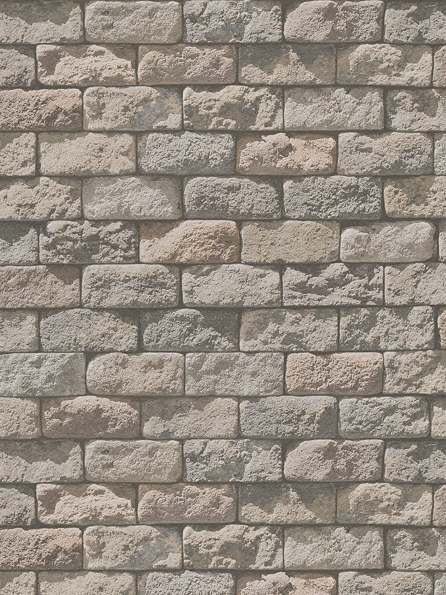 Stone wallpaper with masonry, shadows & 3D look - beige, cream
