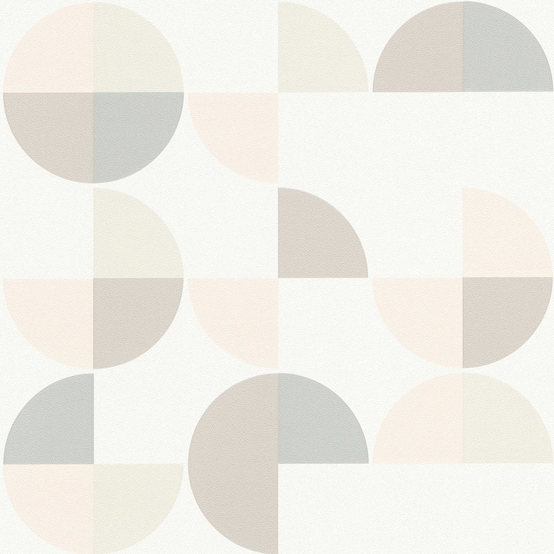 Geometrisch patroonbehang in Scandinavische stijl - grijs, roze, beige
