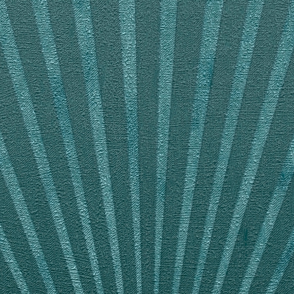             Papel pintado Art Deco con patrón de líneas y entero metálico - Verde
        
