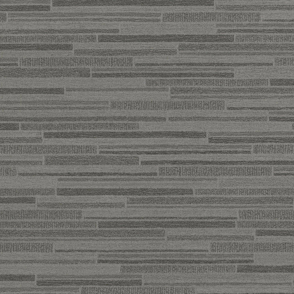             Papier peint intissé à motif de lignes, rayures horizontales - gris, noir
        