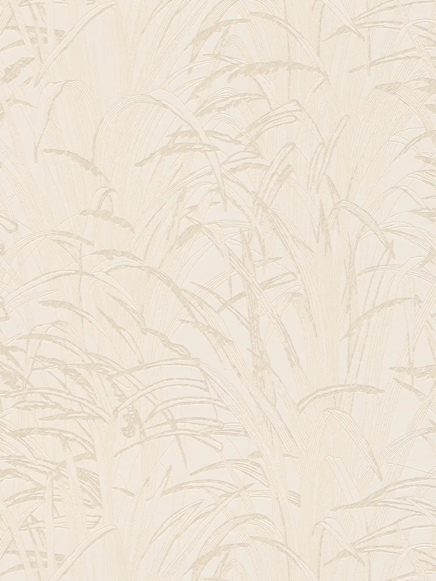 Papel pintado naturaleza hojas de caña con color metálico - beige, crema
