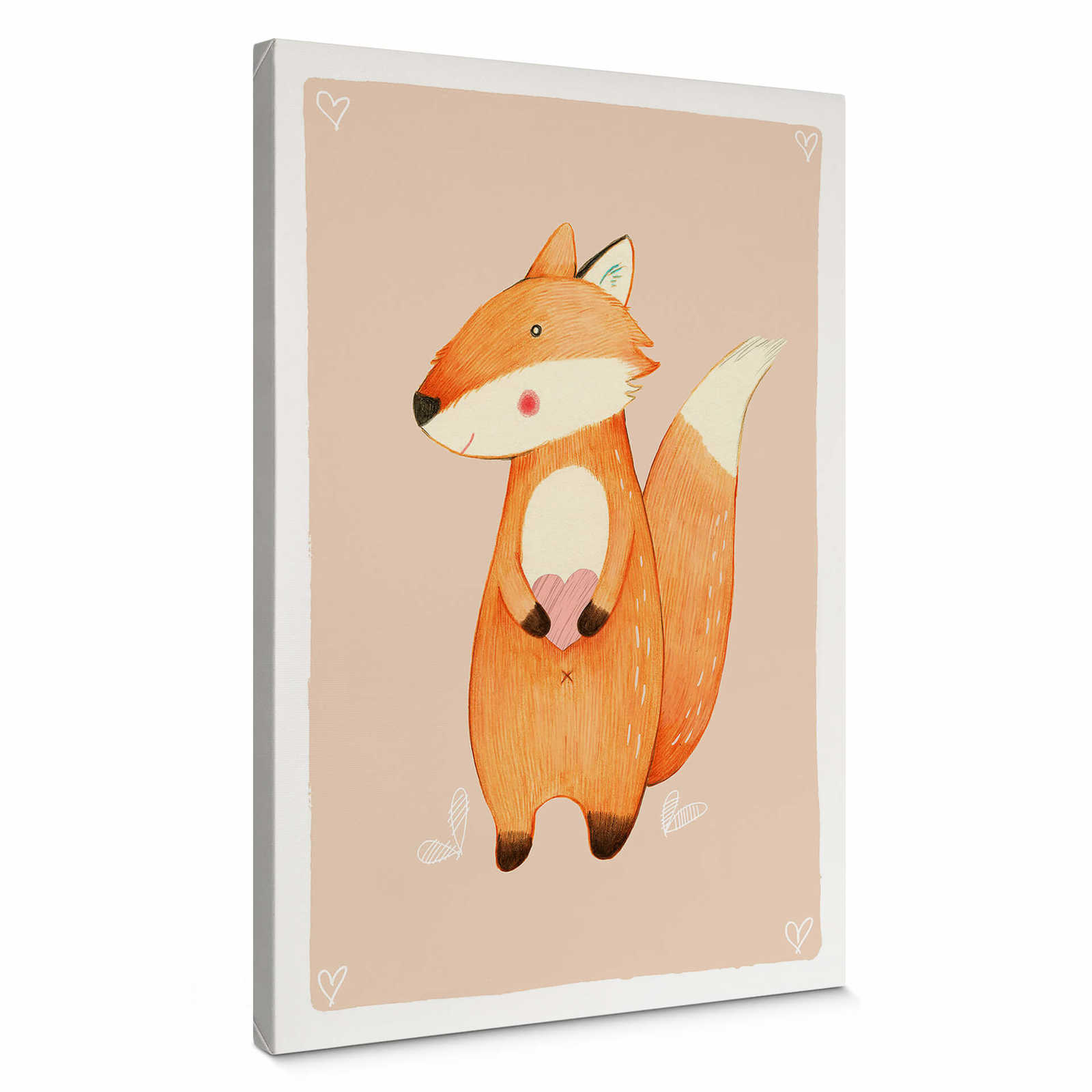 Canvas print fox with heart for the nursery, by Loske
