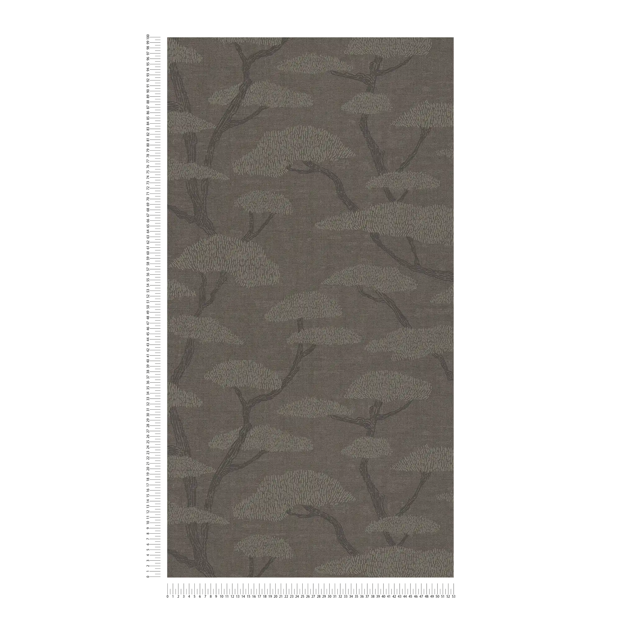             Anthracite wallpaper with tree motif in vintage style
        