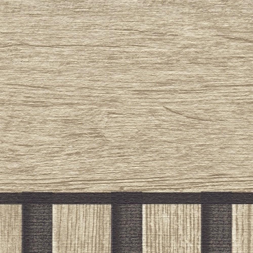             Wandvlies met realistisch akoestisch paneelpatroon van hout - beige, crème
        