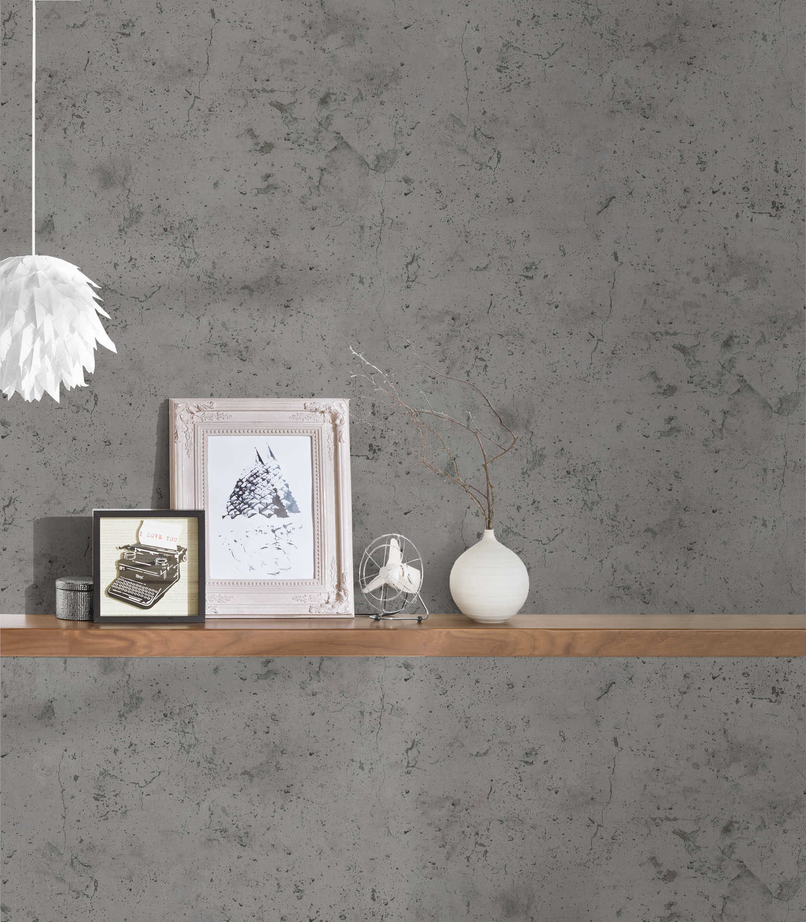             Concrete wallpaper in industrial style - grey-brown, taupe
        