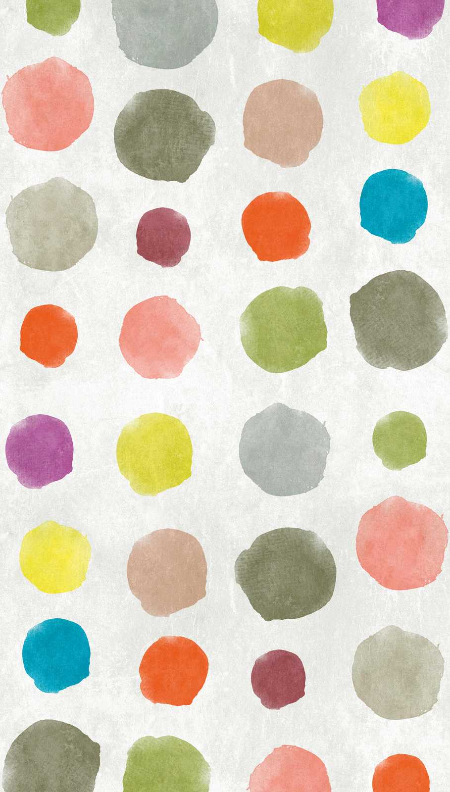             papel pintado novedad | motivo papel pintado puntos de colores en acuarela y aspecto usado
        