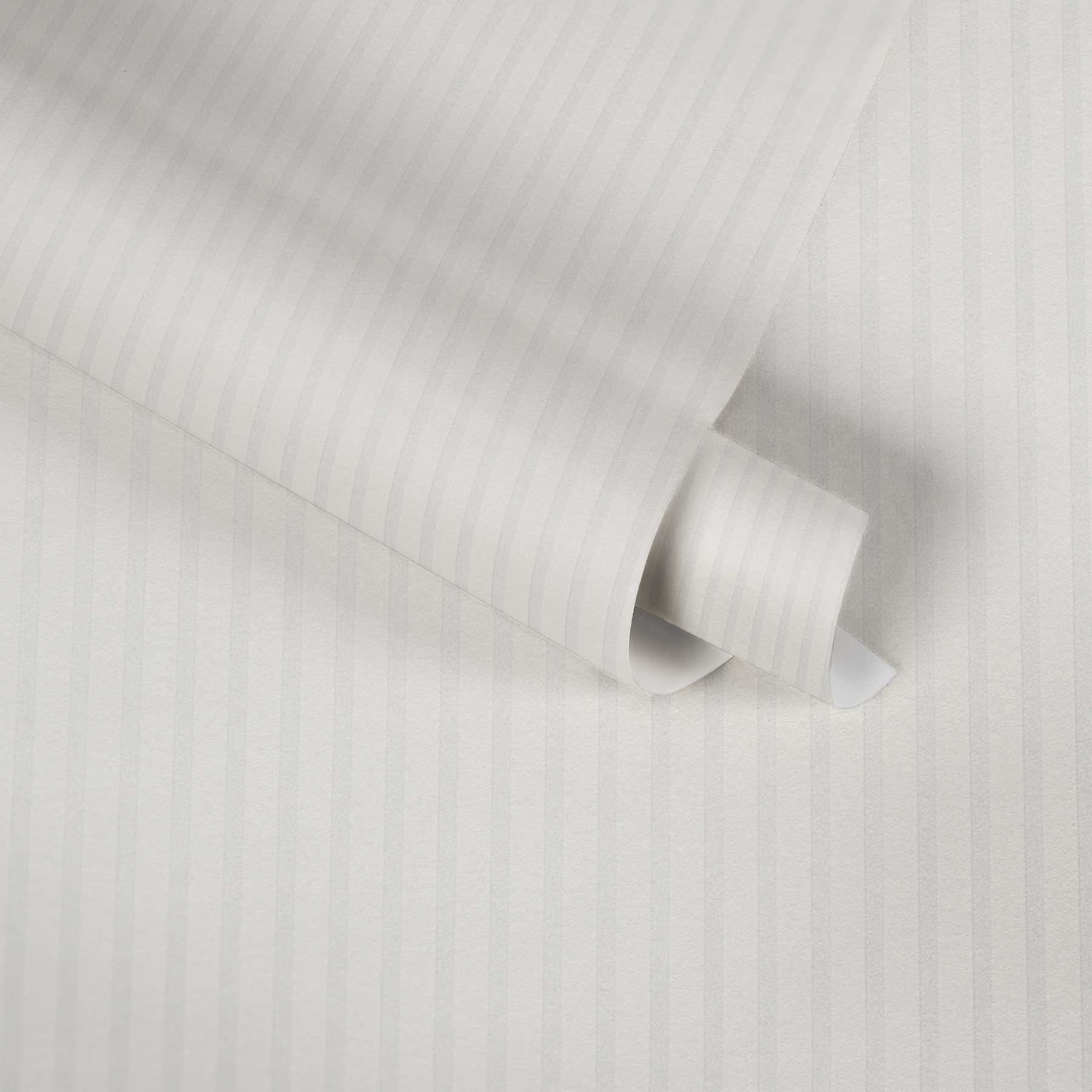             Carta da parati a righe strette in bianco chiaro - bianco, beige
        