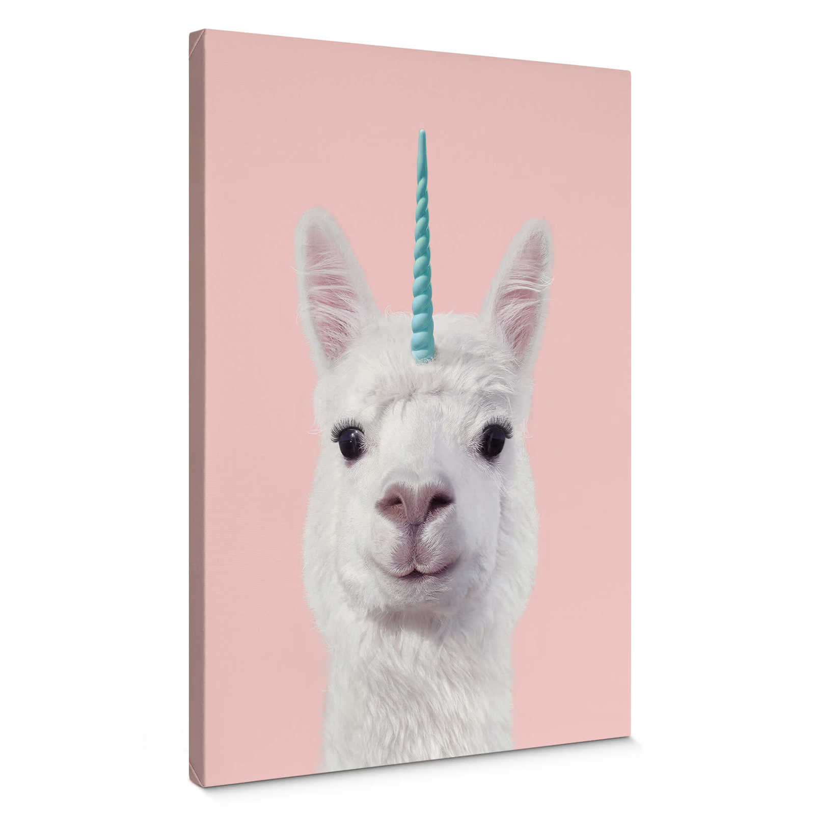         Canvas print alpaca unicorn by Fuentes – pink, white
    