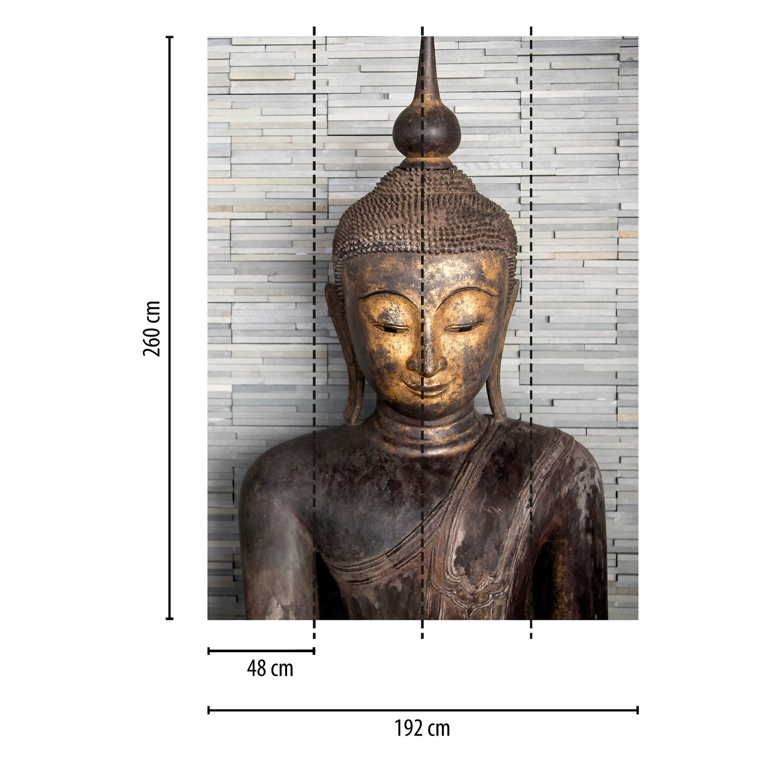             Photo wallpaper narrow with Buddha - Brown, Grey
        