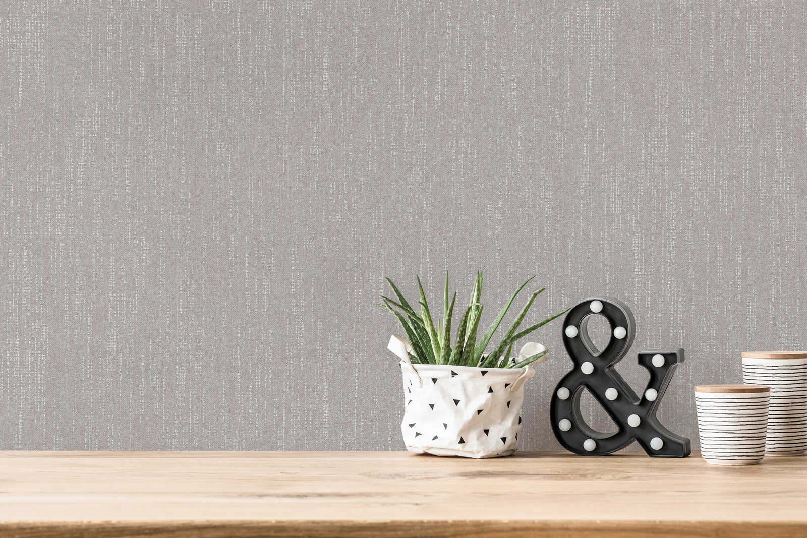             Plain wallpaper silver grey with bouclé effect - grey
        