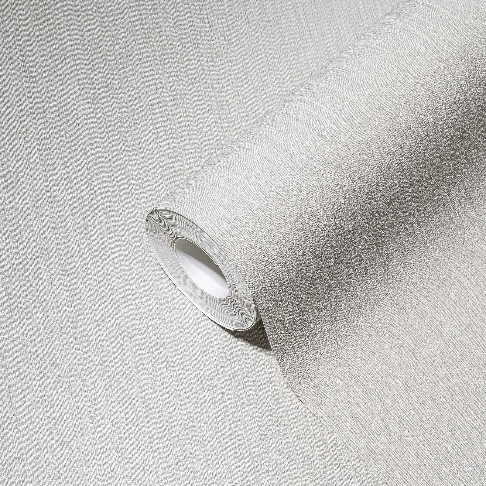             Light grey non-woven wallpaper with sturkut pattern, plain & satin
        