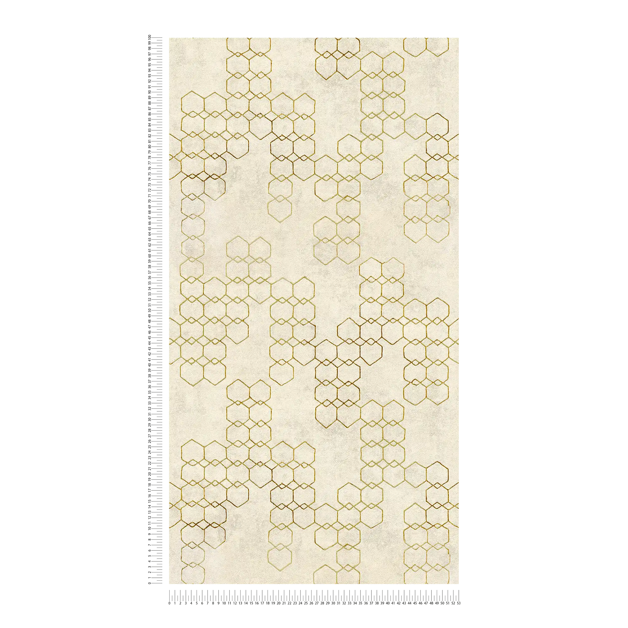            Papier peint à motifs géométriques de style industriel - crème, or, gris
        