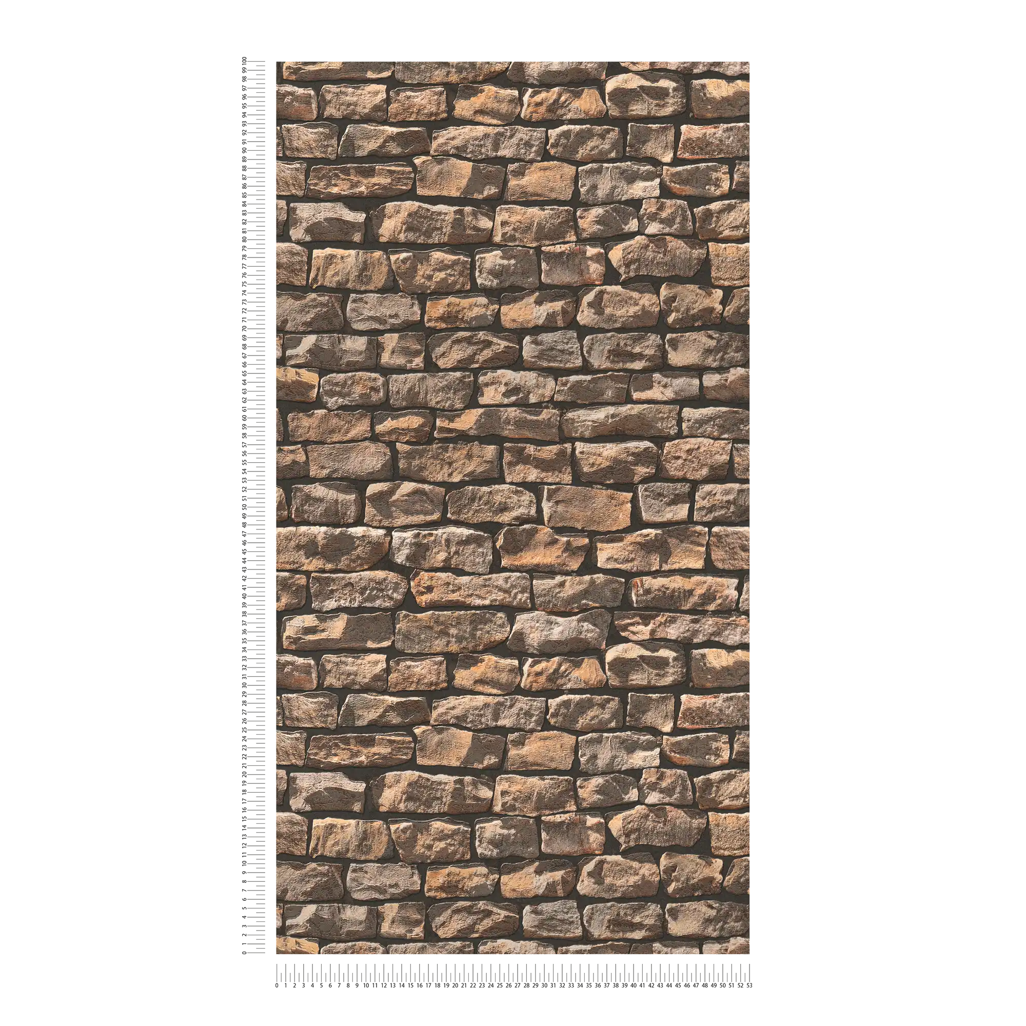             Carta da parati in muratura con pietre naturali realistiche - marrone, beige, nero
        