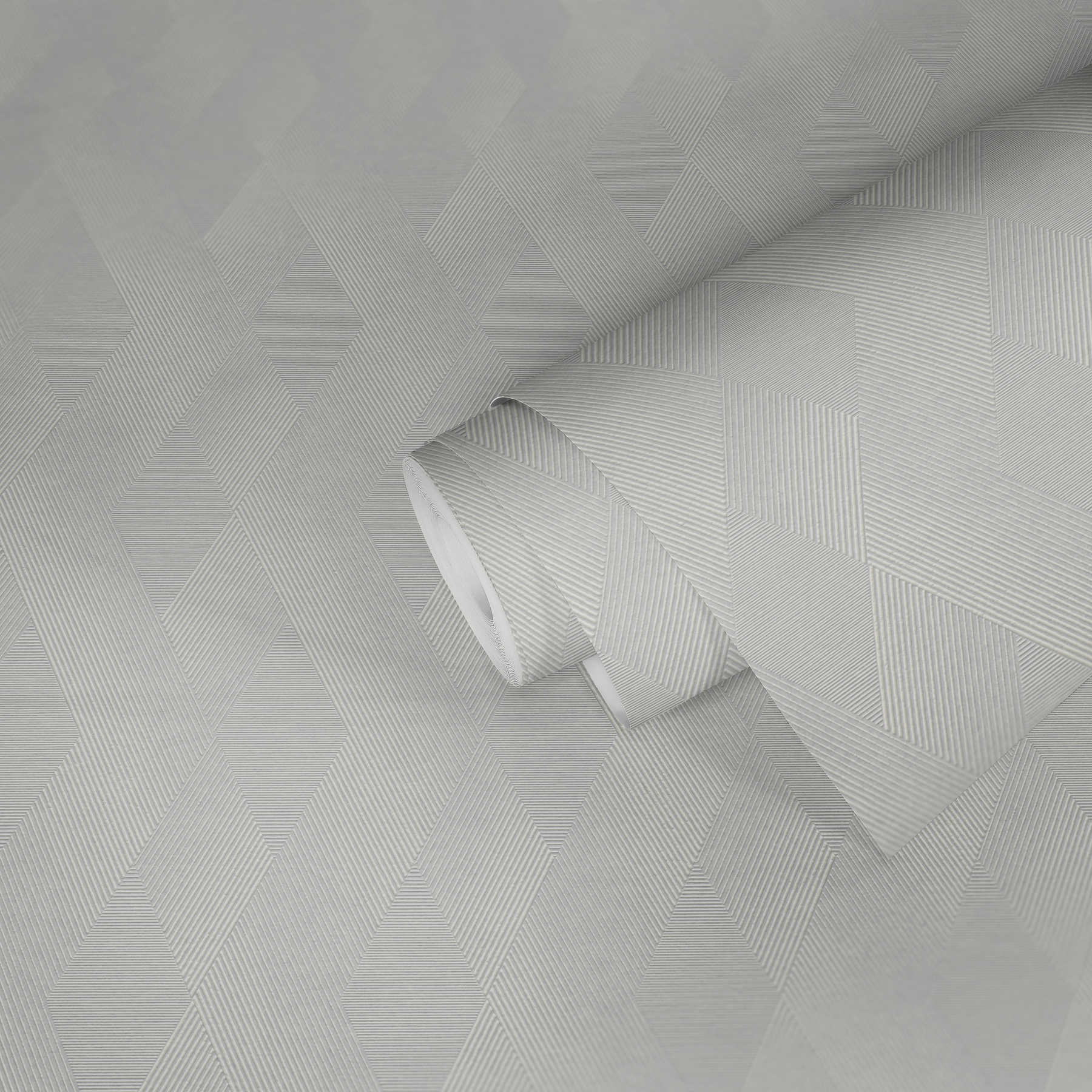             Tone on tone wallpaper with line pattern & texture embossing - white
        