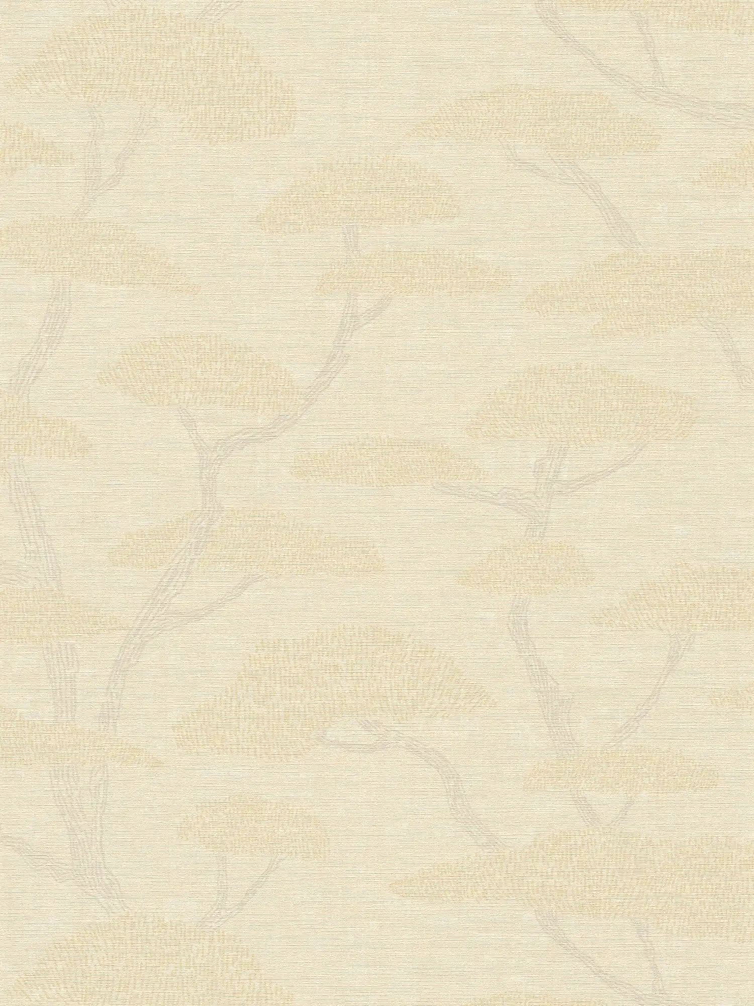 Carta da parati vintage con disegno di alberi di pini - crema, beige
