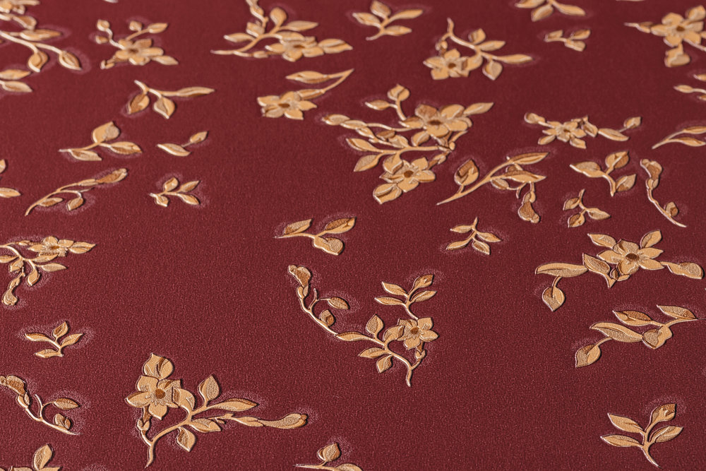             Red VERSACE wallpaper with floral pattern - red, gold, brown
        
